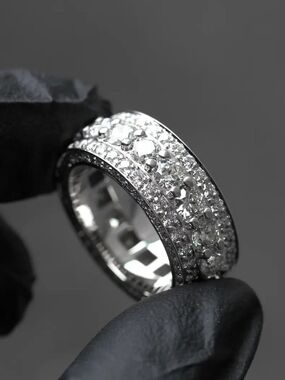 Classic White Gold Pave Moissanite Eternity Band
